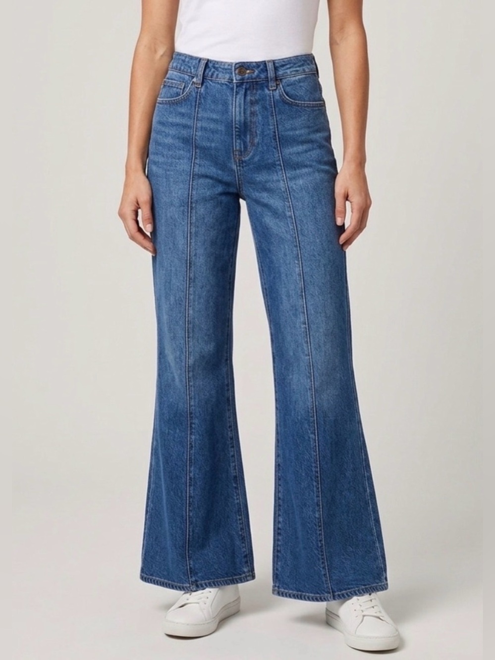 LOFT The Super Flare Jeans Dark Wash Seamed